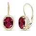 Gem Stone King 18K Yellow Gold Plated Silver Red Created Ruby Dangle Earrings For Women (4.00 Cttw, Oval 9X7MM)