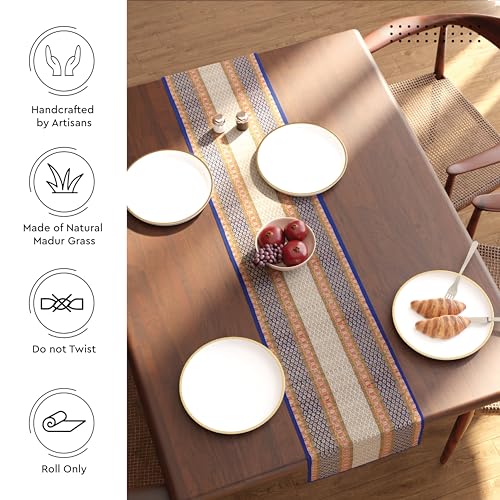 Image of Encasa XO Dining Table Runner 4 Seater, Handcrafted Madurkathi River Grass