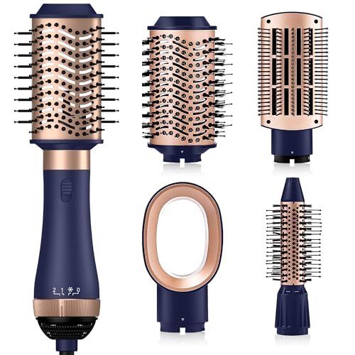 UKLISS Rundbürstenföhn 4 in 1, Haarstyler & Haartrockner Set mit 4 Aufsätzen: Heißluftbürste, Haarglätter Bürste, Fönbürste Rundbürste, Hair Dryer Brush Multistyler für Alle Haartypen Styling - Blau