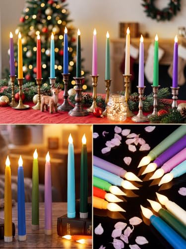 Image of Treela Battery Operated LED Taper Candles,Basic,8 Inch,Pastel