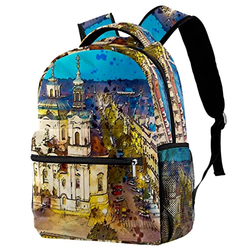 Sac à dos léger femme motif ciel crépuscule grand compartiment pour adolescente