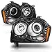 AmeriLite Black Projector Replacement Headlights Xtreme LED Halo Bar Set For 2008-2010 Jeep Grand Cherokee - Passenger and Driver Side