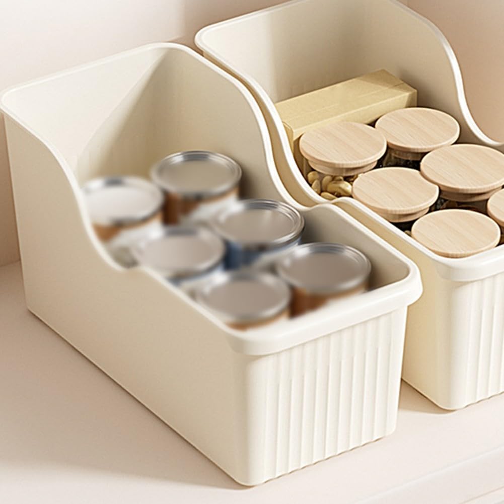 Küchenorganisation Box rollend 3 Stück Vorratsdosen transparent für griff Schrank Aufbewahrung stapelbar 39x19x20cm