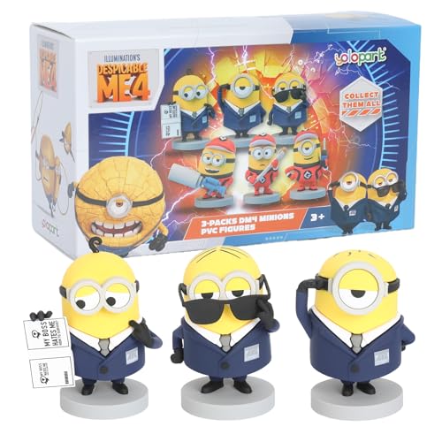 YOLOPARK Despicable Me 4 Toys, juego surtido de figuras de acción coleccionables de Minions Agent, 3 pulgadas, decoración del hogar/kits de modelos, regalos de cumpleaños de vacaciones para edades de