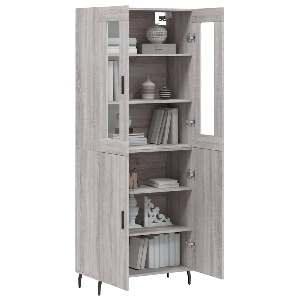 Meuble haut gris sonoma 69,5 x 34 x 180 cm en bois avec portes