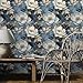 REDAMANCY White Blue Golden Yellow Vintage Floral Peel and Stick Wallpaper Stick on Contact Paper Vintage Wall Paper Easy Peel Off for nightstand Drawer Cabinet Renter