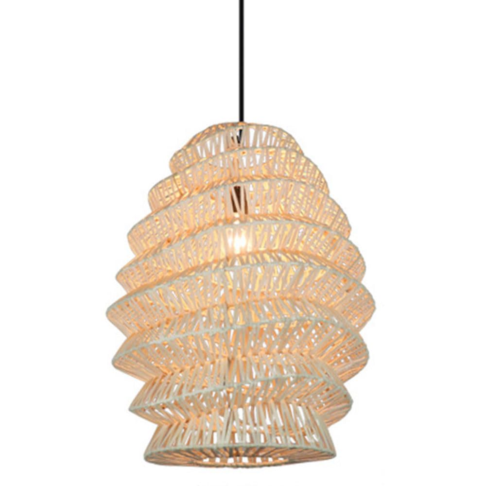 AYQJMD 15.7 Inch Rattan Pendant Light Fixture Kitchen Island Dining Room Bamboo Hanging Lamp Boho Style Ceiling Farmhouse Chandelier for Suitable Living Room, Bedroom Entryway Hallway