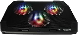 Redragon INGRID GCP511 RGB Laptop Cooler – Support Up to 17.3 Inch - 3 Fans Size 120x120mm - 2 USB Port - Fan control button - 7 Kinds of adjustable height to choose -Black