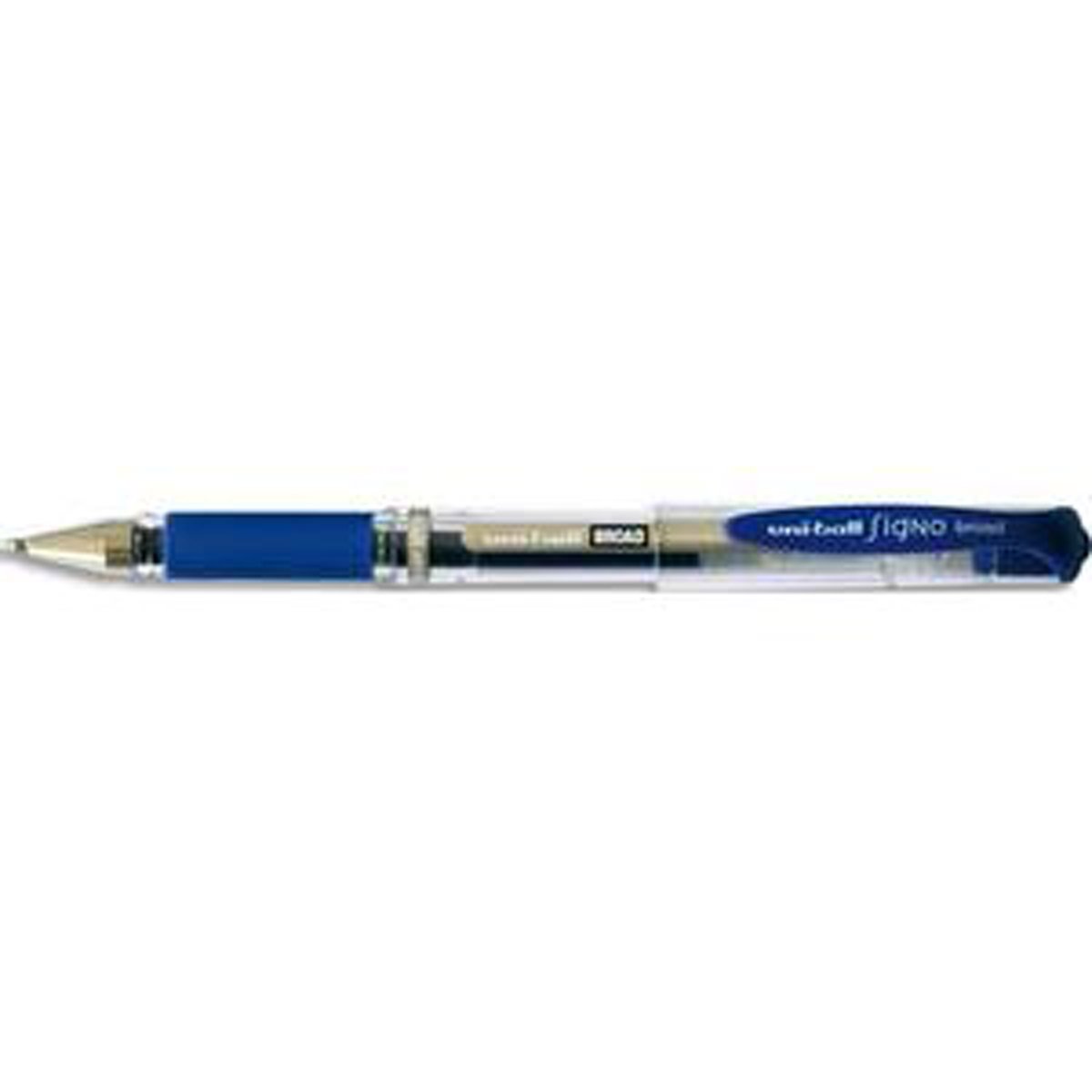 Lot de 12 Stylos à bille pointe large encre gel bleu SIGNO BROAD, corps avec grip + capuchon UNI BALL