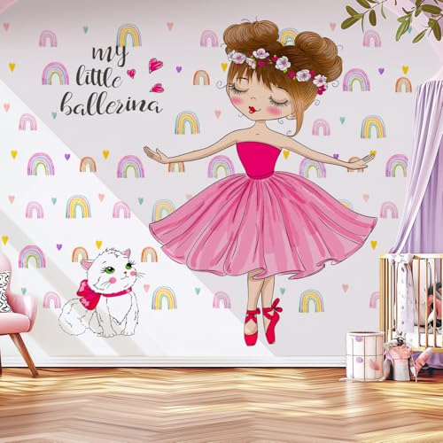 Vinilo Decorativo Ballerina Rainbow Cat para Habitaciones Infantiles miniatura 4