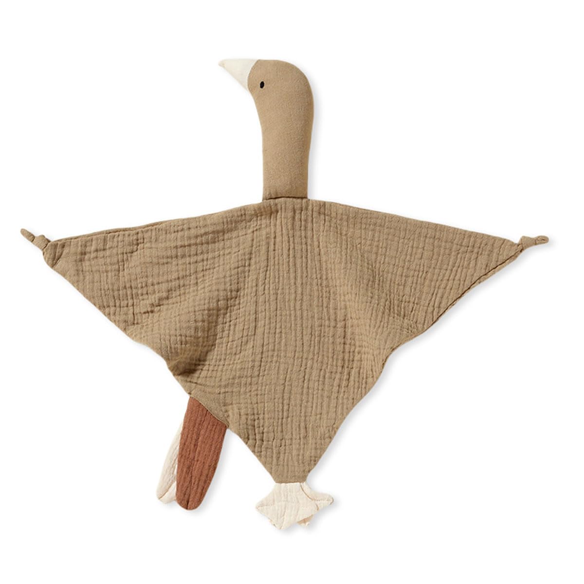 Winsation Goose Lovey Muslin Cotton Baby Blanket, Soft Breathable Lovies for Babies, Cute Goose Blanket Ideal for Newborns, Toddler(Khaki)