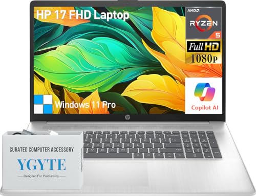 HP 2025 17 Inch Laptop Computer, 17.3 IPS FHD Business Laptop PC, AMD Ryzen 5 6-Core, 64GB RAM 2TB SSD, Windows 11 Pro, 10-Key Number Pad