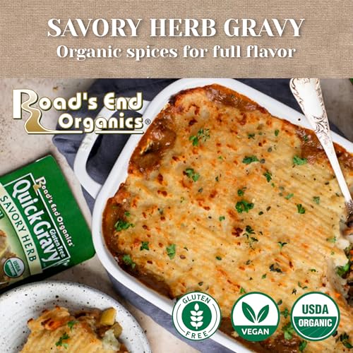 Roads End Organics Savory Herb Organic Gravy Mix - Vegetarian Gravy Mix Packets, Vegetarian Gravy Powder, Vegan Gravy Packets - 1 Oz (Pack of 12)