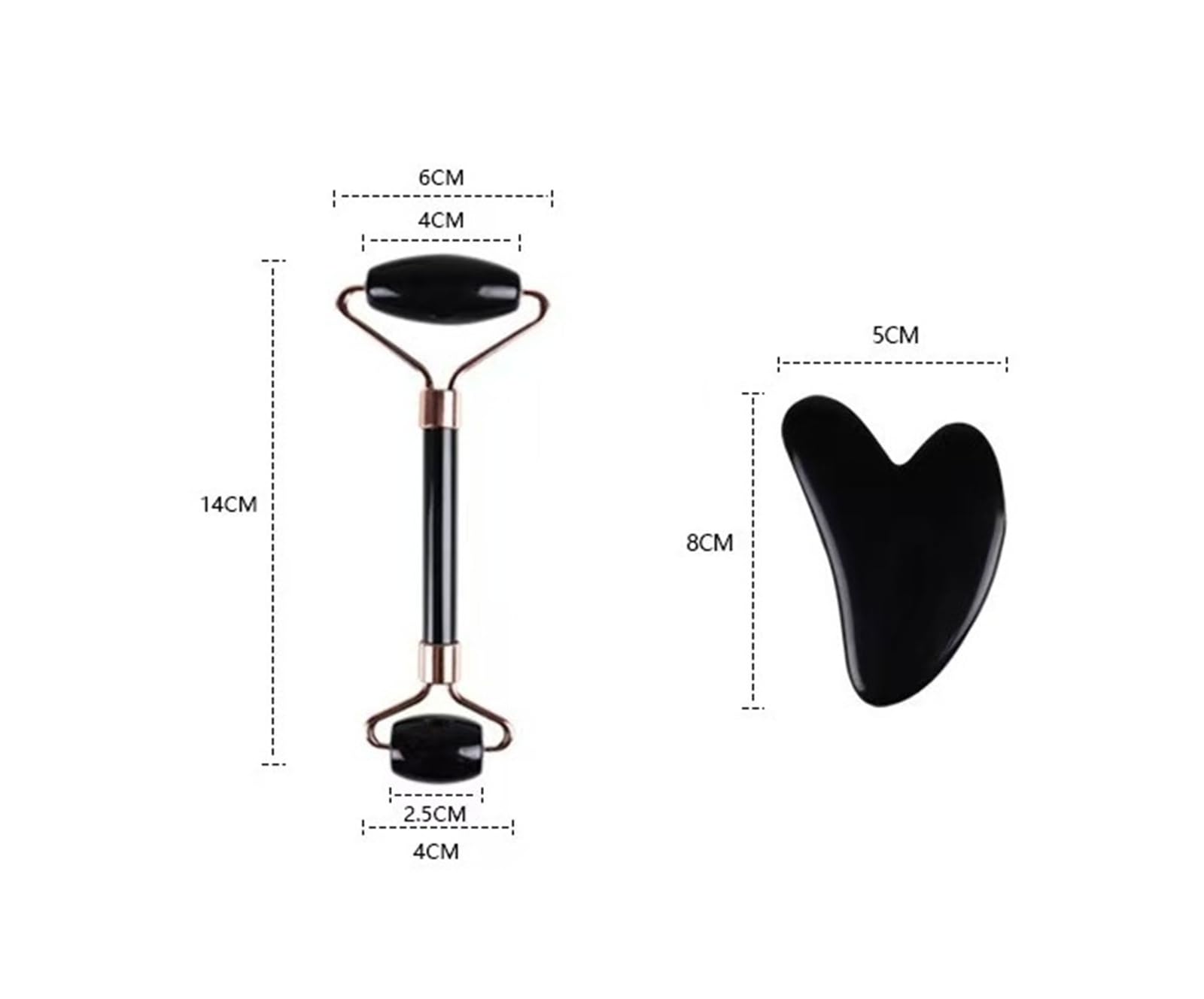 Gua-Sha-Stein, Gouache-Schaber, Jade-Massagerolle, natürlicher Kristallstein, Guasha-Schönheitsset, 1 Rolle(Black)