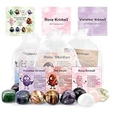 FIDWALL Glücksbringer Kinder,10 Glückssteine Set mit Karten und Sandbeutel,Abschiedsgeschenk Schüler,Mutstein für Einschulung,Heilsteine,Glückssteine,für Kinder und Erwachsene