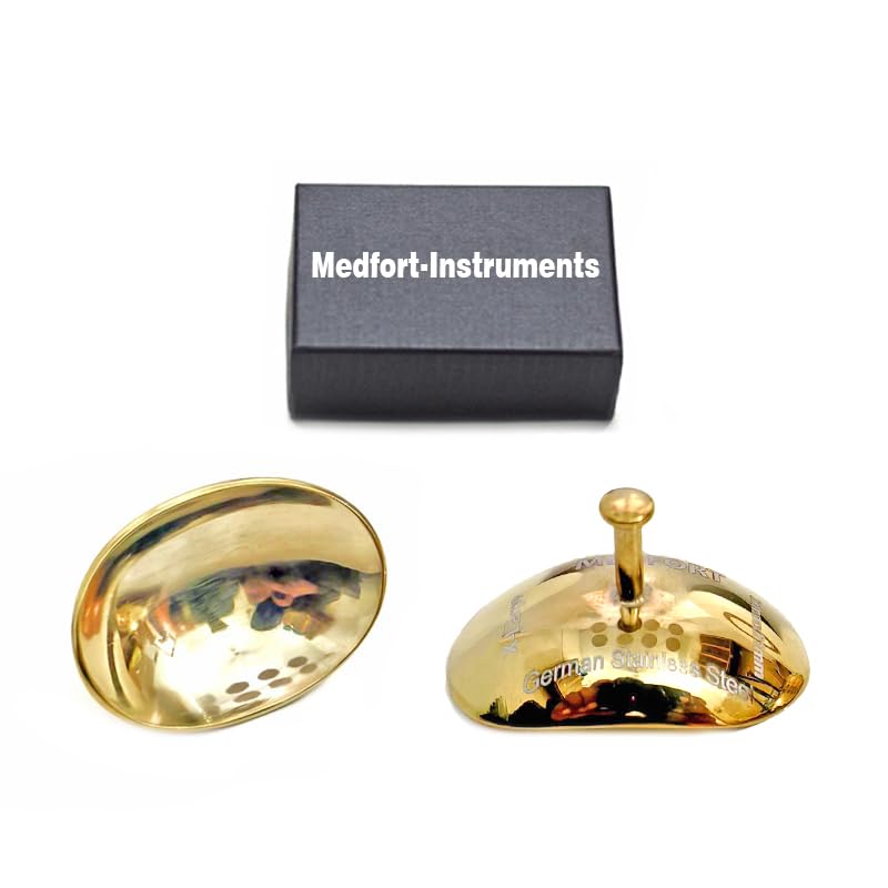 Corneal Eye Shield Protector, Stainless Steel, 32mm x 21mm, X-Large, Gold, Set of 2