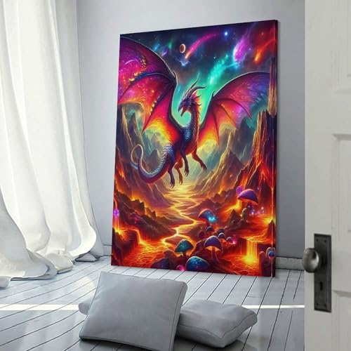 Ptérosaure murale aurore peinture sur toile de dimensions 60x90