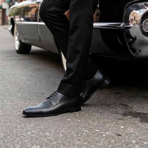 GIFENNSE Men's Handmade Leather Modern Classic Lace up Leather Lined Perforated Dress Oxfords Shoes2