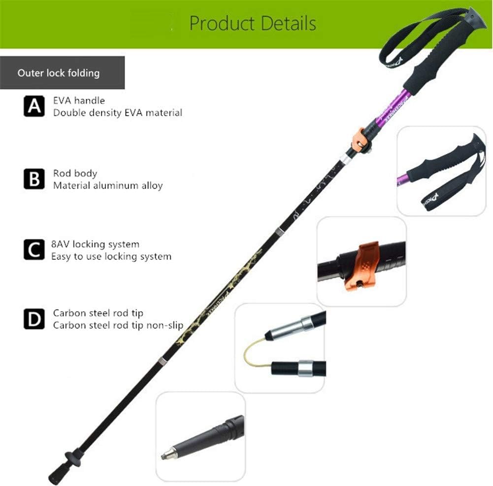 Trekking Poles Folding Telescopic Aluminum Hiking Pole Walking Sticks Ultralight with Antishock and Quick Lock System for Camping Mountaining Backpacking Trekking (Black)