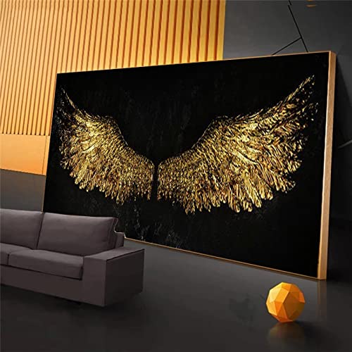 Goldene Engelsflügel Bilder Drucke auf Leinwand Gemälde Wandkunst Graffiti Schwarz-Weiß-Poster für moderne Wohnkultur Geschenk 80 x 160 cm rahmenlos Goldene Engelsflügel Bilder Drucke auf Leinwand Gemälde Wandkunst Graffiti Schwarz-Weiß-Poster für moderne Wohnkultur Geschenk 80 x 160 cm rahmenlos