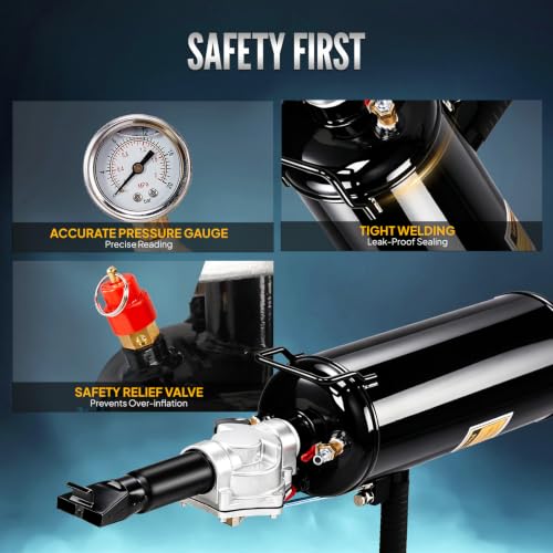 Image of Bonnlo 2.1 Gal /8L Air Tire Bead Blaster, 120PSI Tire Bead Seater w /Pressure Gauge & Handle, Iron and Steel Trigger Seating Tool Inflator Tank for Cars ATV, 87-116PSI Operating Pressure, Black