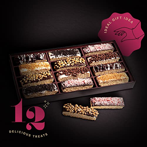 KREMERY-Creamy-Chocolate-Cravings-Thanksgiving-Holiday-Christmas-Chocolate-Covered-Biscotti-Cookies-Gift-Basket-12-Count-Xmas-Birthday-Sweet-Treats-Assorted-Candy-Toppings-Kosher-Parve