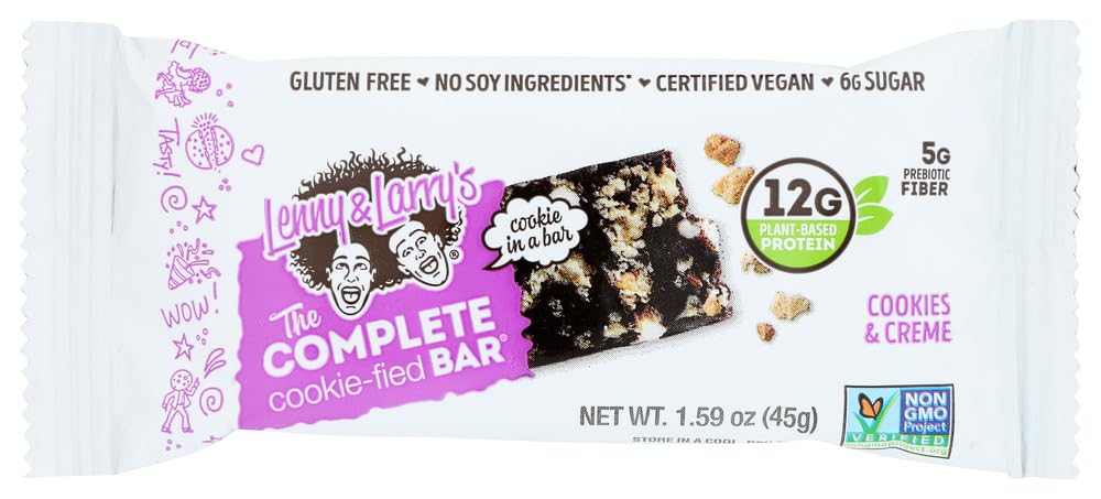 Lenny & Larry'sCookies and Creme Complete Cookie-Fied Bar, 12g Plant Based Protein, 45g (Pack of 9)