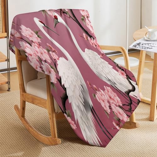 Plaid couverture en flannel grue blanche douce et résistante pour lit - 7