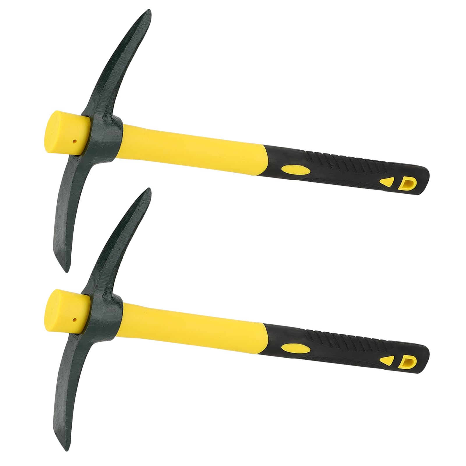 Lot de 2 pioches pointues robustes de 38 cm avec tête forgée et pioche plate pour camping, prospection, jardinage