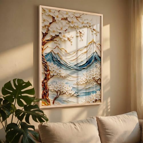 Image of kotart Mountain View Wall Art Home Decoration | Aesthetic Floral Paintings With Frame For Living Room Bed Room Hotel Wall Decor Digital Reprint (14X20 inch)