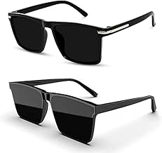 Black Retro Square Combo Sunglasses, Goggles For Men's and Women's-UV Protected, Pack of 1