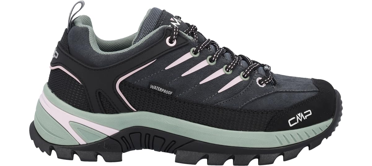 CMP RIGEL 2.0 LOW WMN WP TREKKING SHOES TITANIO-SOFT PINK-GREAN TEA - 38