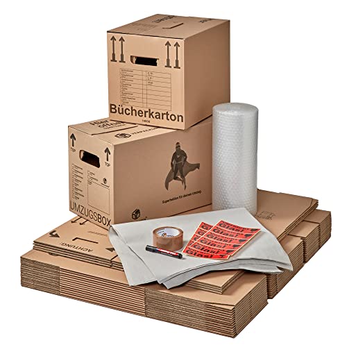 BB-Verpackungen Umzugskomplettpaket (1 bis 2-Zimmer-Wohnung bis zu einer Größe von ca. 50 m²) - Set aus 4 verschiedenen Artikeln