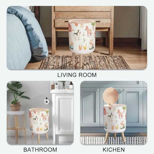 Caneca de Basura Pequeña con Tapa y Patas de Madera 7 L miniatura 7