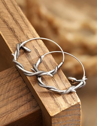 HAQUIL Snake Earrings, Stainless Steel Gothic Retro Snake Serpent Totem Hoop Earrings, Goth Jewelry Gift for Women3