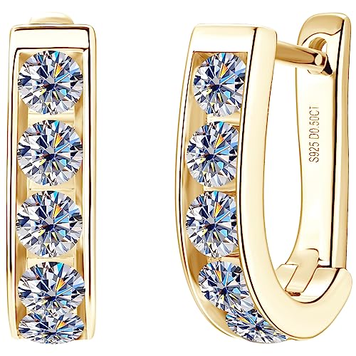 Boucles d'oreilles créoles carrées moissanite VVS1 en argent d'exception