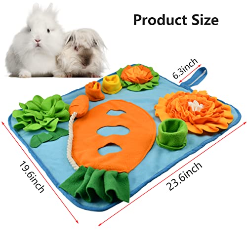 Vehomy Kaninchen Futtermatte mit Fixiergriff Haustier Hasen Meerschweinchen Polar Fleece Schnuffel Pad Kleintier Interaktive Fütterungsmatte Bett für Kaninchen Hamster Hunde Chinchillas Ferrets