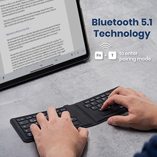 Perixx Periboard-805E Us, Wireless Foldable Ergonomic Bluetooth Keyboard, Ultra-Thin X Type Keys, Compatible With Ios, Android, Or Windows Smartphone, Tablet, Or Laptops, Us English #TOP2