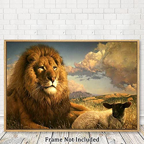 Eorntdy Canvas Wall Art Unframe Lion And Lamp Pictures Painting Canvas Paintings Christ Animals Wall Art For Living Room Bathrooms Home Modern Office Decor Canvas Art Wall Decor 08X12Inch #TOP6
