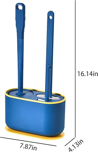 Miniatura 2 de Juego de escobilla de inodoro y soporte 3 en 1 (cepillo redondo de silicona + cepillo plano de silicona + cepillo de hendidura) Cepillo para inodoro