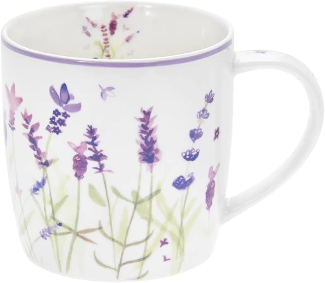 The Leonardo Collection LP94057 Floral Lavender Mug, Fine China, Purple Flowers, Green, White, 12x9x9cm, Boxed