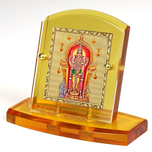 Image of Eknoor 24 Carat Gold Plated Foil on Solid 5MM Thick Acrylic Base Murugan Ji Kartikeya Ji God Idol with Golden Frame