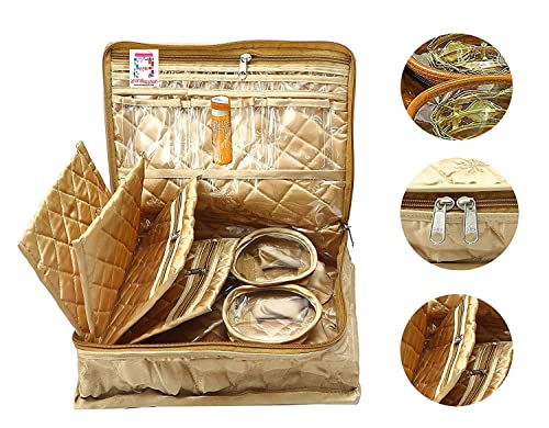 Atorakushon Combo Satin Makeup Pouches Vanity Jewellery Traveling Organizer Storage Box Cosmetic Carry It Along Anywhere Easily For Women Golden #TOP2