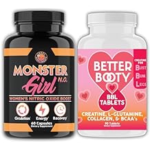 Angry Supplements Womens Workout Bundle Monster Girl N.O Nitric Oxide Booster 60ct + Creatine Complex Tablets 90ct 2 Bottles Total