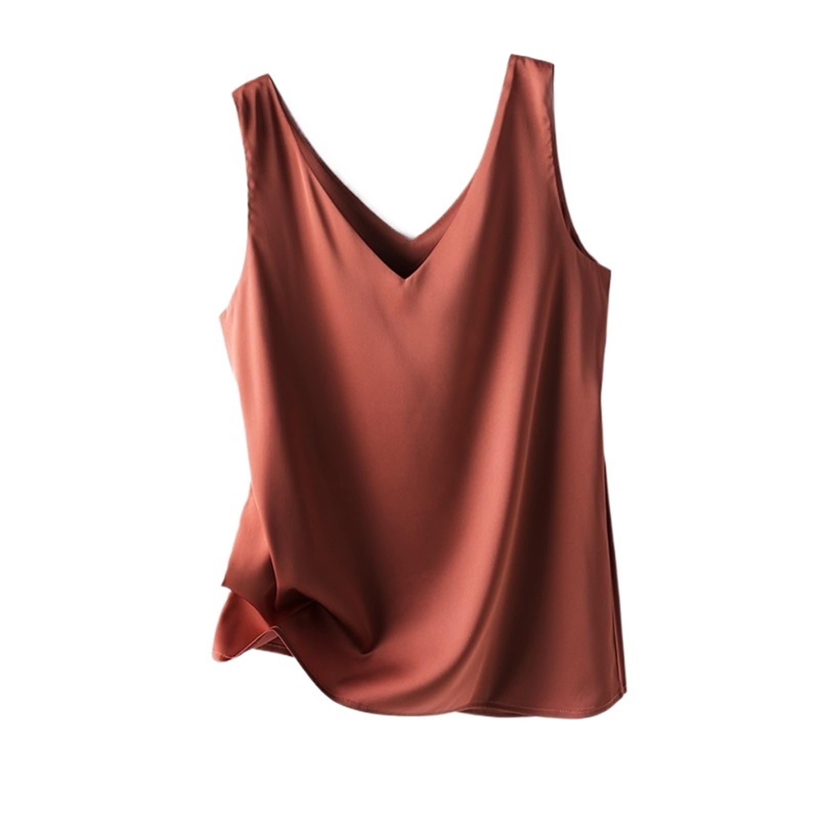 Camisola SóLida BáSica Chaleco de Tirantes Seda for Mujer, satén Liso, Estilo Jersey Salvaje Primavera, con Escote en V Interior Delantero y Trasero, Fino for Verano para Niña Camisola