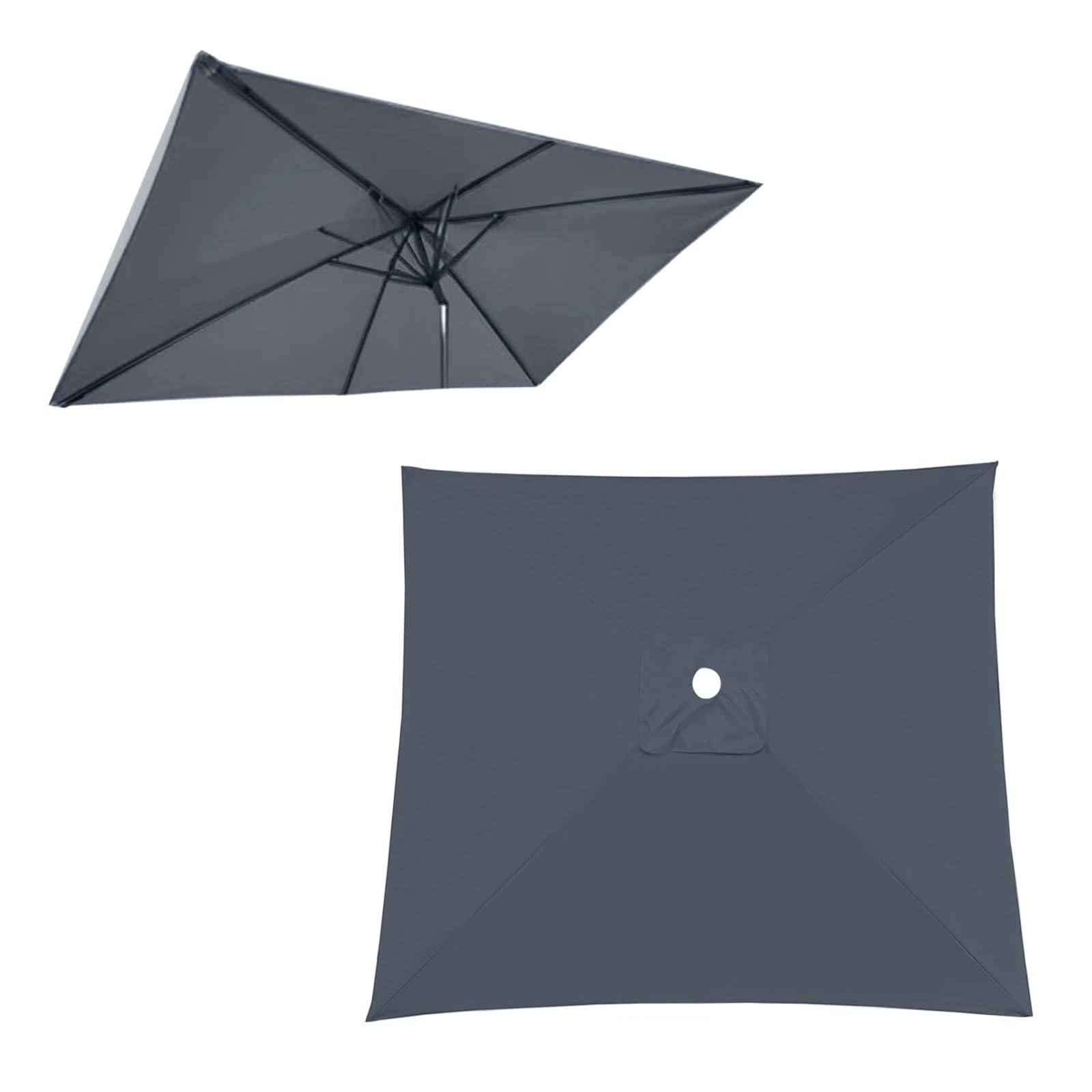 Sun Umbrella Replacement Cloth For Outdoor, 4 6 8 Arms, 2 2.5 2.7 3.0m White Beige Khaki Rectangular Square Garden Parasol Spare Cover Canopy, UV50+ Waterproof Market Umbrella Top(Grays,197X197cm)