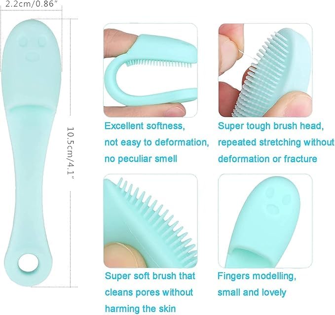 Image of 2 Pack of Silicone Face & Nose Scrubber Manual Facial Exfoliator for Remove Blackhead Whiteheads Makeup Residues Acne Soft Facial Cleansing Scrub and Massaging Brush