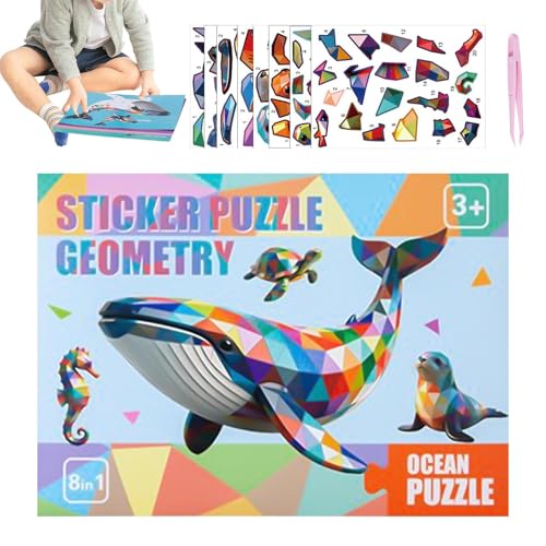 Peinture par Autocollants - Apprentissage Géométrique Réutilisable Ludique,Livre D'Autocollants De Peinture Par Numéros | pour Adultes Famille École Maison Voyage Cadeaux