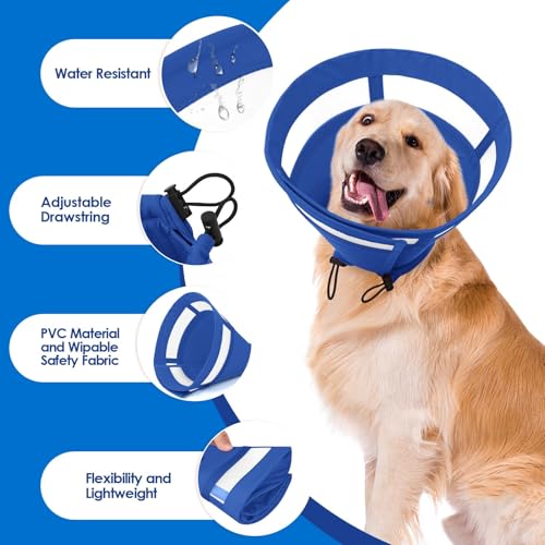 Image of SAWMONG Soft Cone for Dogs - Extra Large Dog Recovery Collar, Adjustable E-Collar to Stop Licking After Surgery (XL, Blue)