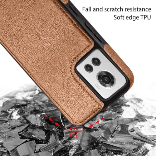 Image of MOBILOVE PU Leather Flexible Shockproof Design Back Case Cover for | OnePlus 10R 5G (Brown)
